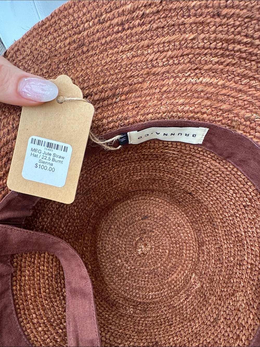 Women’s jute straw Hat - Burnt Sienna size medium - Picture 2 of 8